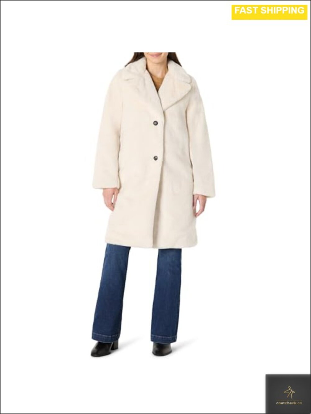 Women's Relaxed Fit Long Faux Fur Coat Lapel Collar